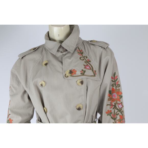 Calypso St Barth Floral Embroidered Trench Coat Boho Luxury Women’s Size M - Picture 3 of 16